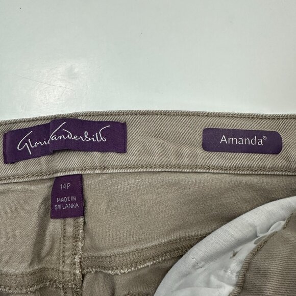 Gloria Vanderbilt Amanda Straight Leg Women' size 14P Tan Beige Denim Jeans - Picture 3 of 5